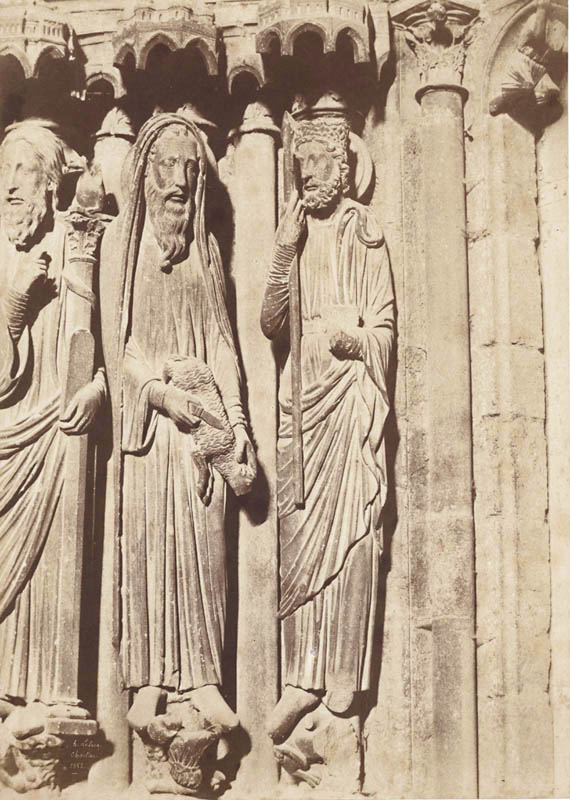 Henri Le Secq - Chartres (Eure-et-Loir), cathédrale Notre-Dame Portail central. Ebrasement gauche : Moïse, Samuel et David Henri Le Secq - Chartres (Eure-et-Loir), cathédrale Notre-Dame Portail central. Ebrasement gauche : Moïse, Samuel et David
