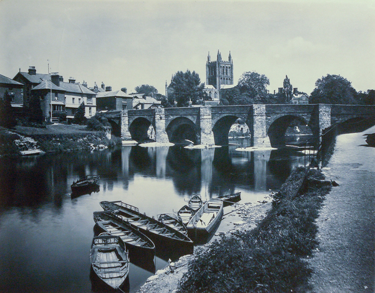 Adolphe Braun & Co. - Hereford Cathedral and Wye Bridge, England Adolphe Braun & Co. - Hereford Cathedral and Wye Bridge, England