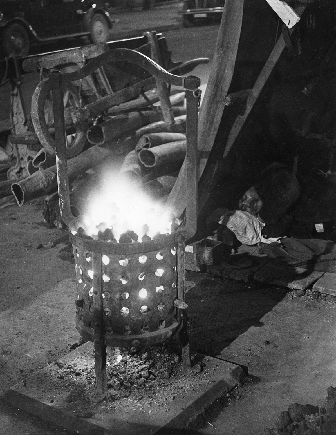 Brassai (Gyula Halasz) - Watchman Asleep by Fire, Paris Brassai (Gyula Halasz) - Watchman Asleep by Fire, Paris