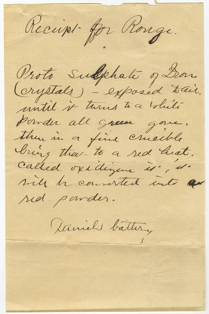 'To Make a Daguerreotype', and Receipt for Rouge