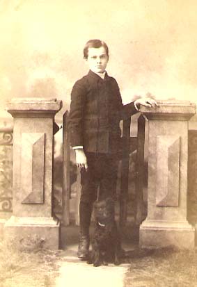Anonymous - Boy with Dog at a Gate