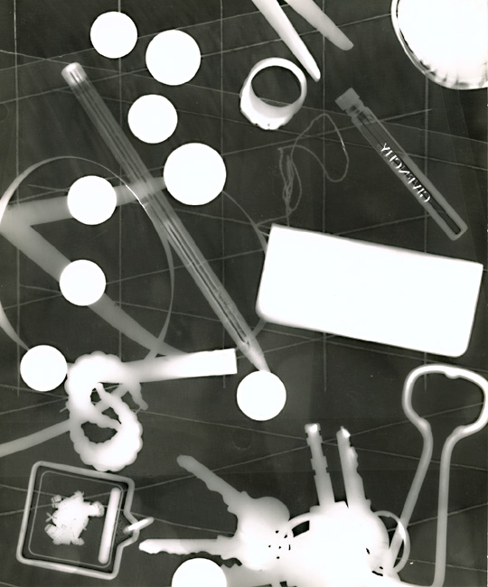 Raliek G. Clinkscales - Photogram, Including Keys and Givenchy Perfume Bottle Raliek G. Clinkscales - Photogram, Including Keys and Givenchy Perfume Bottle